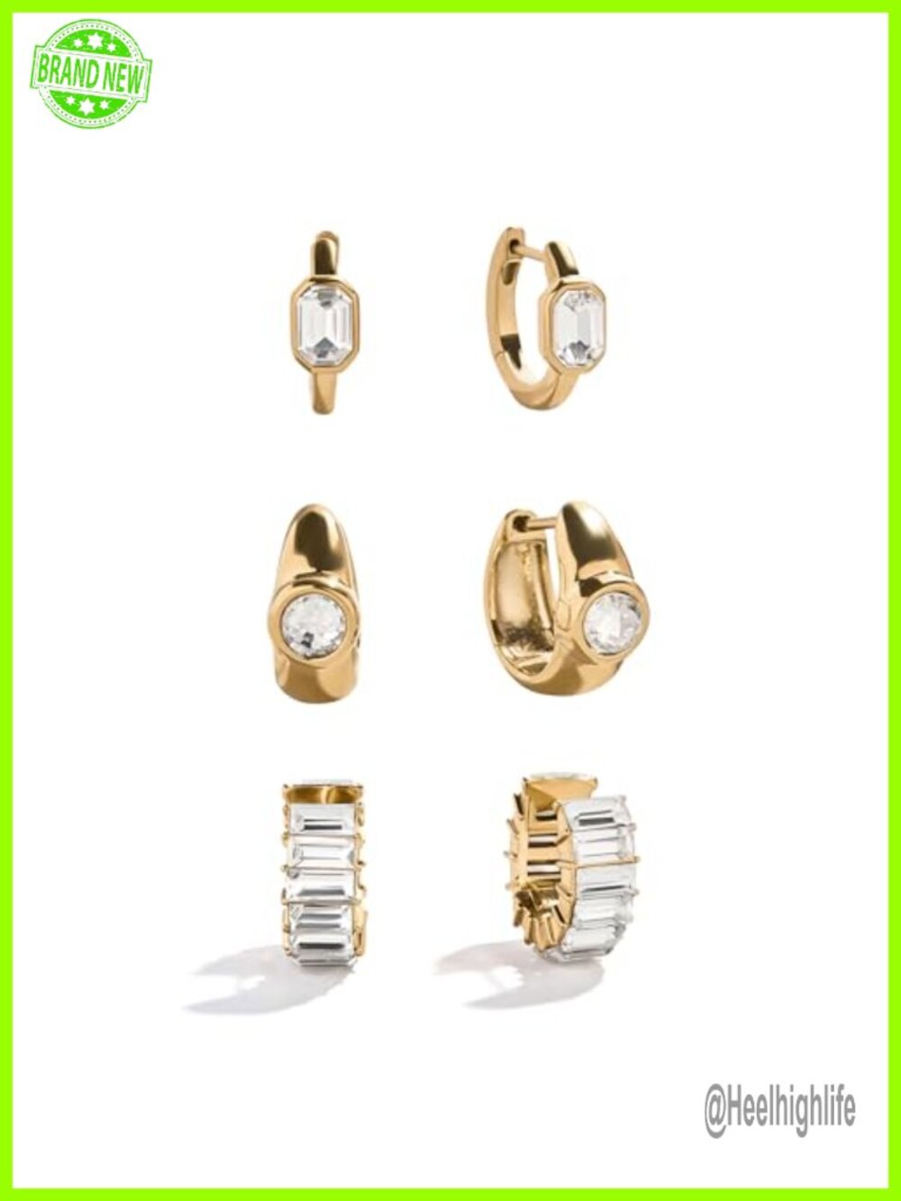 Waterproof Huggie Earring Set of 3 Pairs Stainless Steel Plated Tarnish